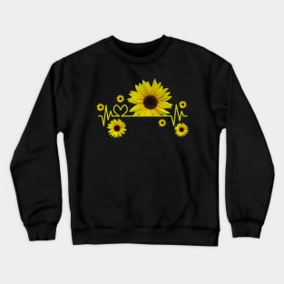 sunflower, heartbeat, heart, bloom, sunflowerfield Crewneck Sweatshirt